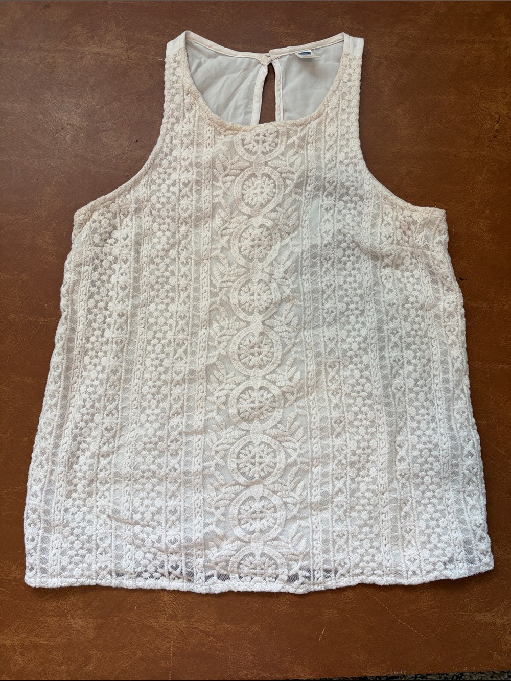 Old Navy Cream Lace Crochet Tank Top